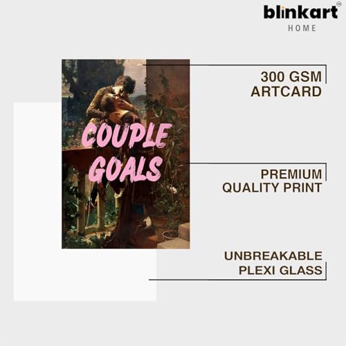 Image of BLINKART Framed Photo - Couple Goals | Altered Art Theme | Motivational & Inspirational Wall Art Poster for Home, Bedroom, Living Room, Office, Hotel & Gifting - 12x8 Inch