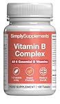 Vitamin B Complex Tablets | 8 B Vitamins Including Biotin & Folic Acid | Supports Energy & Nervous System Function | Vegan & Vegetarian | 180 Tablets | UK Made