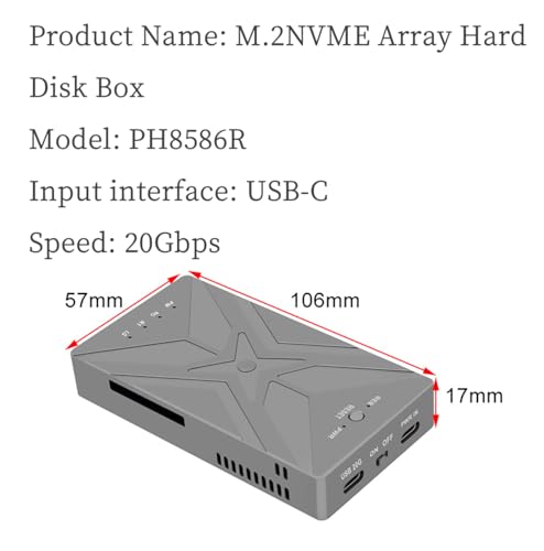 PH8586R Caja Externa M.2 NVME SSD USB3.2 GEN2X2 RAID miniatura 4