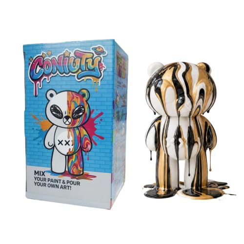 Coniuty Drip Pour Fluid Bear UP Figure Mold for Couple, Friend and Family Group Activity, Home Decoration for Table, Shelf and Cabinet (Black&Gold Mix)