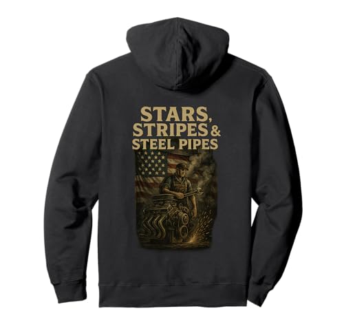 Stars Stripes And Steel Pipes Mechanic Hoodie