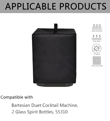 Dust Cover for Cocktail Machine Heavy Duty Heat-Resistant Waterproof Dust Protective Professional Cocktail Machine Cover Case Compatible with Bartesian Duet Cocktail Machine 55310 (Black)