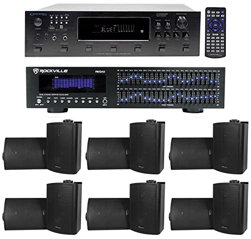 Image of Technical Pro 6000w 6-Zone Home Theater Bluetooth Receiver +12 5.25" Speakers+EQ