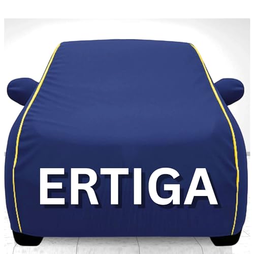 Image of 100% Waterproof Car Cover for ERTIGA UV Protection, Dustproof, Windproof | Custom Fit with Mirror Pockets, Belt & Buckle | All Weather Outdoor Body Cover (Blue)