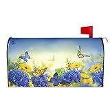 Duduho Spring Butterflies Hydrangeas Daisies Flowers Mailbox Cover Magnetic Mailbox Wraps Post Box C