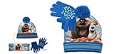 Secret Life of Pets Duke and Max Kids Beanie Hat Glove Set Blue