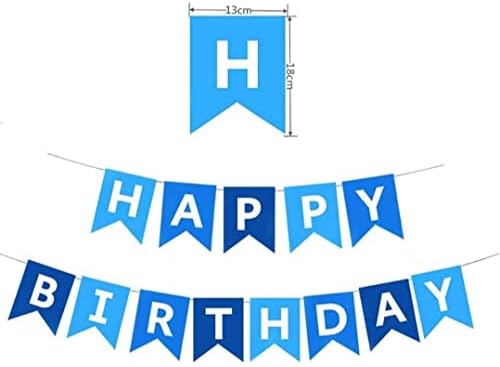 AFKAR Blue and White Happy Birthday Banner Kit, 16 Pcs Birthday Decorations Kit with Confetti Blue Balloons, 10 Inches Balloons with Banner for Party Decorations and Birthday Celebrations