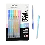 SAKURA Gelly Roll Retractable Pens - Pastel Pen Set for Decorative Writing - 0.8mm Tip - Bleed-Free - Moonlight Pastels - Pastel Yellow, Orange, Pink, Green, Sky Blue & Periwinkle - 6 Count