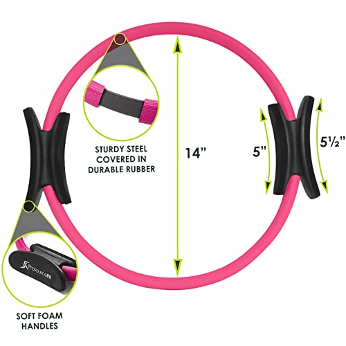 Prosourcefit Pilates Resistance Ring 14” Dual Grip Handles For Toning And Fitness-Pink #TOP1