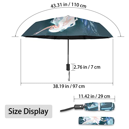 Guarda-chuva de sereia feminino, guarda-chuva de sol UV compacto dobrável guarda-chuva de viagem abr