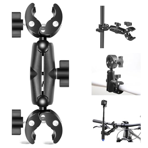 Double Super Crab Clamp Motorcycle Handlebar Tap Action Camera Pipe Pliers, 360° Rotation Ball Head Bike Fixed Claw Tablet Bracket Clamp for Umbrella Stand, Rod, Shooting Tripod, Photo Reflector