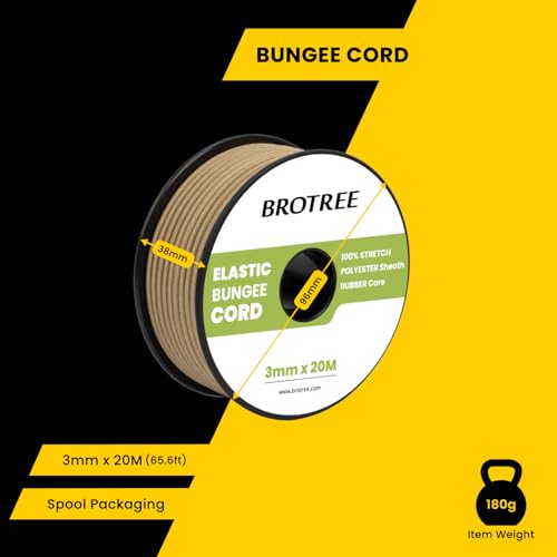 Brotree Elastic Cord Bungee Cord 3mm x 20m Elastic String Rope for DIY Crafts, Sewing, Beading, Jewellery, Necklace, Bracelet - Image 2