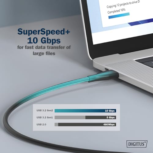 Digitus Cavo Guaina Silicone Usb-C - Usb-C 0.5Mt Usb 3.2 Gen2 10G 4K 100W Nero - 7