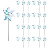 Reflective Windmill, 24 Pack 7 Leaves Wind Windmills, No Assembly Required, Boys and Girls Toys, Pinwheel for Yard and Garden Lawn Decoration,Bird Scarer Spinners for Garden