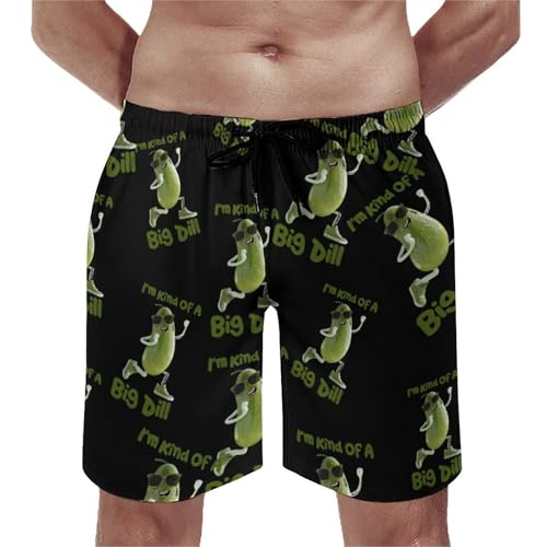 I'm Kind of A Big Dill Funny Pickle Men's Swim Trunks Soft Beach Shorts Summer Bathing Suit Swimwear with Pockets