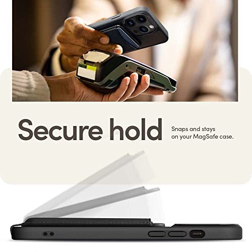 Image of Spigen Men Faux Leather Cyrill Kajuk Mag Wallet Magnetic Card Holder [Compatible with iPhone 16 / iPhone 15 / iPhone 14 / iPhone 13 / iPhone 12 Series] - Black
