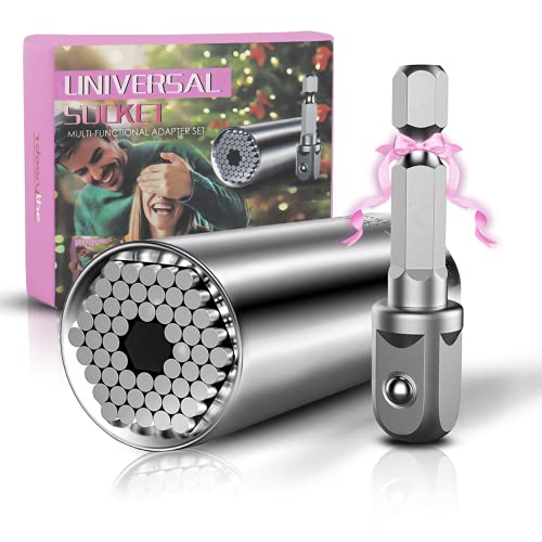 Universal Socket Tool Set, Multi-Function Ratchet Wrench with Power Drill Adapter 1/4'-3/4' (7mm-19mm), Super Grip Socket Tool Gifts for Men, DIY Handyman,Dad, Boyfriend, Women - US01