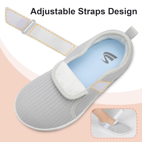 Image of Spesoul Wide Womens Walking Shoes Adjustable Diabetic Shoes Breathable Zero Drop Barefoot Shoe Neuropathy Edema Nursing Shoe Wide Width Sneakers