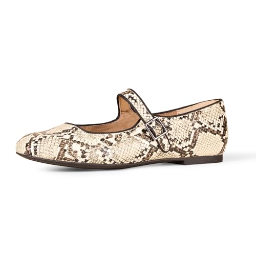 Amazon Essentials Women's Mary Jane Ballet Pumps, Snake Faux Leather, 2 UK