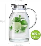 Glass Pitcher with Lid and Spout - High Heat Resistance Pitcher for Hot/Cold Water & Iced Tea (XL3.0L)