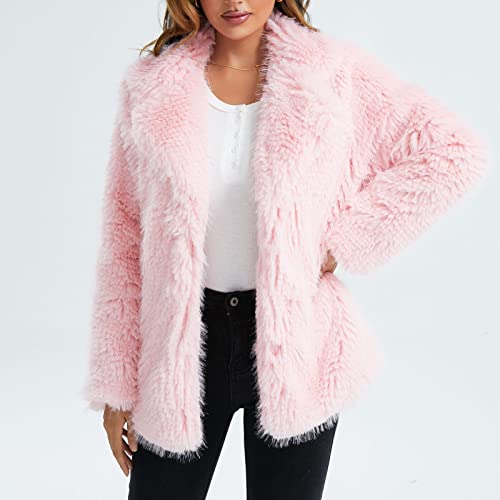 Qfvzhy Plus Size Jackets For Women, Long Plaid Shirts Women, Women's Winter Coats Flannel Women's Autumn And Plush Sleeve Warm Cardigan Coat Fleece Ju Coats Jackets Curdory Jacket Woman (L, 2-Pink) #TOP3