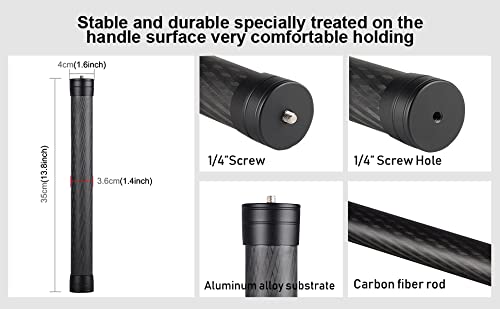 PULUZ 35cm 1/4 “ Screw Hole Monopod Gimbal Extension Rod for DJI RS 4 RS 4 Pro RS 3 Pro RS 3 /RS 2 RSC 2/ Ronin S,Camera Tripod Handheld Carbon Fiber Extension Pole for Feiyu/Zhiyun and other Gimbal - Image 3
