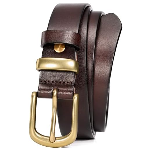 WOLFANT Cintos femininos para jeans, cinto feminino moderno de 2,8 cm com fivela dourada, 100% couro sólido italiano de flor integral, Café, Waist 37"-38" (Length45")