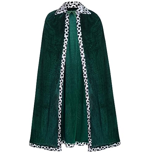 King Robe Costume Queen Robe Royal Cosplay Cape Medieval Prince Dress Up for Halloween Cosplay Stage Performance Carnival (Green Adult Size)