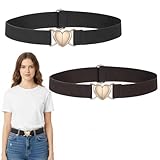LXUEJIE 2 Pack Toddler Belt Girl, Adjustable Elastic Waist Belts With Heart Buckle, Woven Stretch Fashion Band For Toddlers And Girls, Comfortable Fit For Dresses And Pants