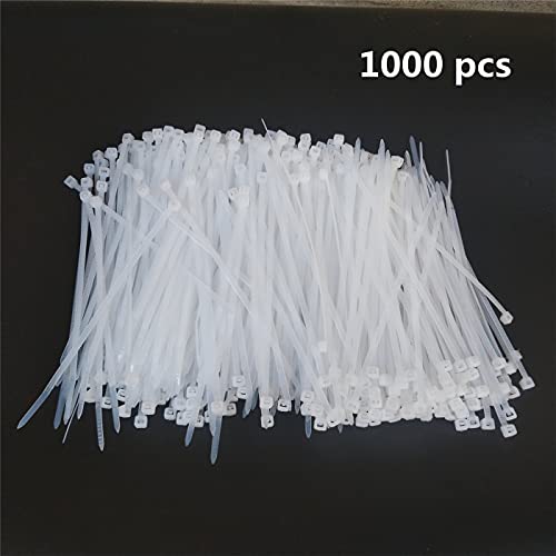 1000 Pcs 4 Inch Cable Zip Ties Heavy Duty, Premium Plastic Wire Ties With 18 Lbs Tensile Strength, Uv Resistant Cable Ties, Self-Locking White Nylon Tie Straps #TOP2