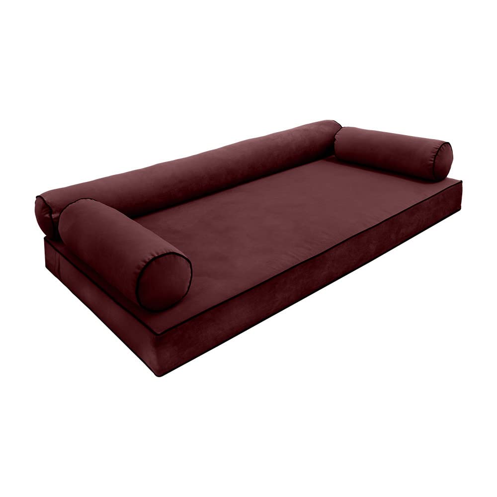 Cover ONLY Model V6 Twin-XL Velvet Contrast Pipe Indoor Mattress Pillow AD368