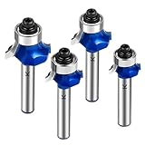 NICAVKIT 4Pcs Roundover Router Bit 1/4 Shank, Carbide Tip 2 Flutes Rounding Over Edge Forming Router Bit with Bearing Guide CNC Woodworking Tool(Radius 1/16', 1/8' , 5/32' , 3/16')