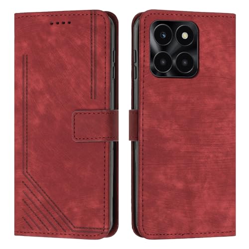Étui Honor X6a rouge anti-chute pour éviter les rayures d'écran avec porte-carte
