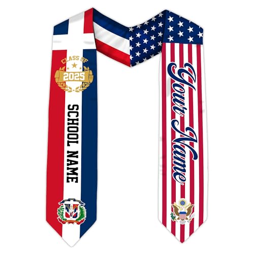 MonkeyVan Custom Dominican Sash Graduation, Dominicans Flag Graduation Sash 2025, Dominican Republic Graduation Stole Style 14