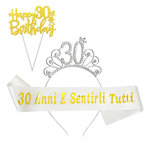Donna Corona Compleanno + Fascia 30 Anni E Sentirli Tutti, Cake Topper Decorazioni, Regalo