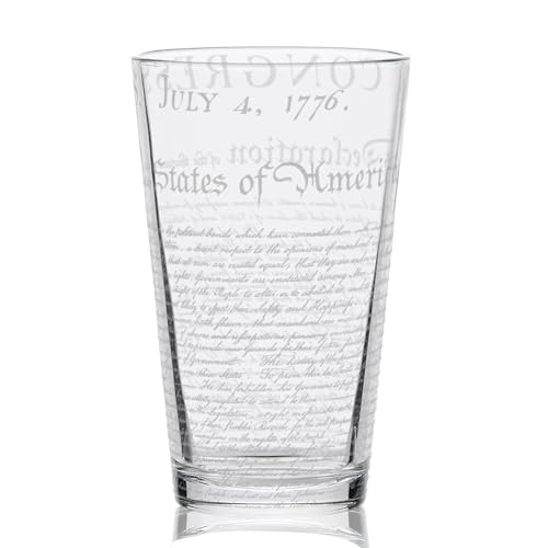 DECLARATION OF INDEPENDENCE Engraved 16oz Beer Pint Glass | Great Patriotic American USA Gift Idea!