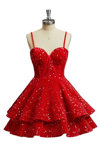 Xijun Sequin Homecoming Dresses Short Tiered Teens Sparkly HOCO Dress 2025 Prom Party Cocktail Gowns2