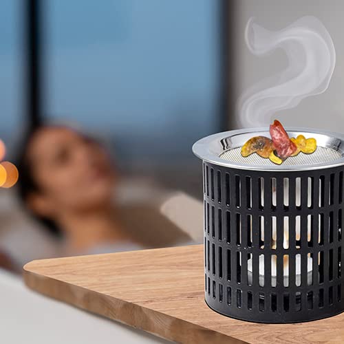 Resin Incense Burner To Use With Tealight, Iron In Black, Height 3.15 Inch #TOP4