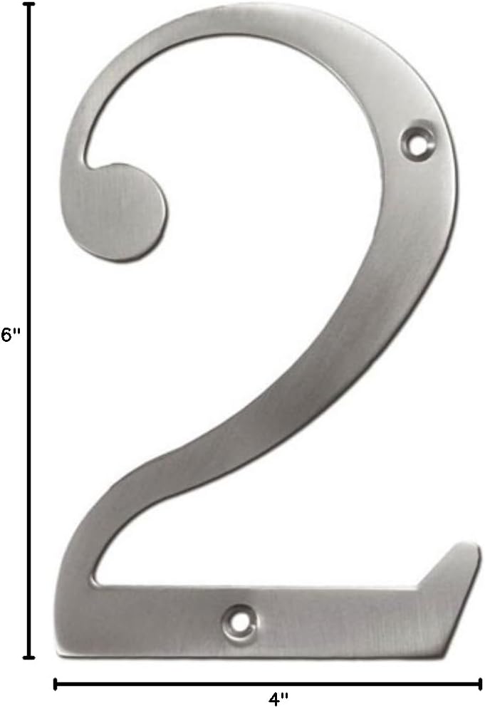 Deltana RN6-2U15 Solid Brass 6-Inch House Number 2 Board