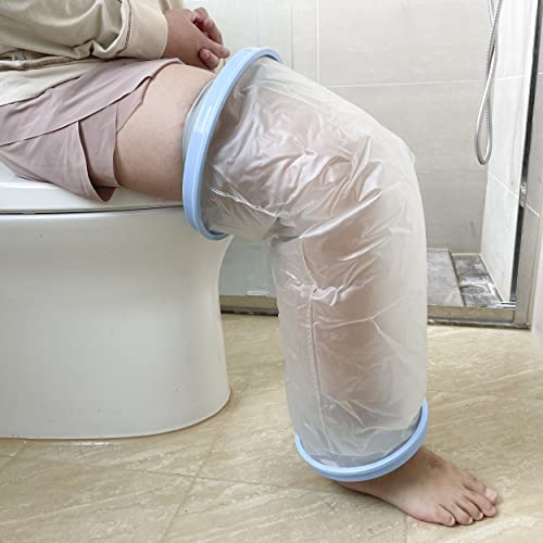 KEEFITT Knee Cast Cover for Shower Adult - Large Waterproof Knee Shower Cast and Bandage Protector for Leg Watertight Protection to Knee Replacement Surgery, Wound, Incision Reusable
