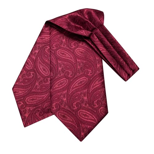 Image of Dubulle Paisley Floral Ascot for Men Self Tie Mens Cravat and Pocket Square Cufflinks Wedding
