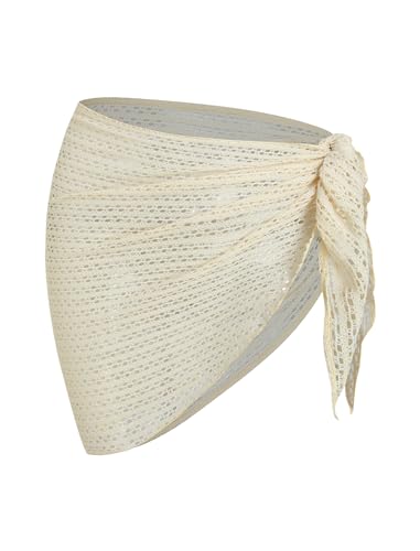 Image of ZAFUL Sarong Coverups for Women Beach Vacation Fishnet See Thru Tie Side Bathing Suit Cover Up Mini Skirt