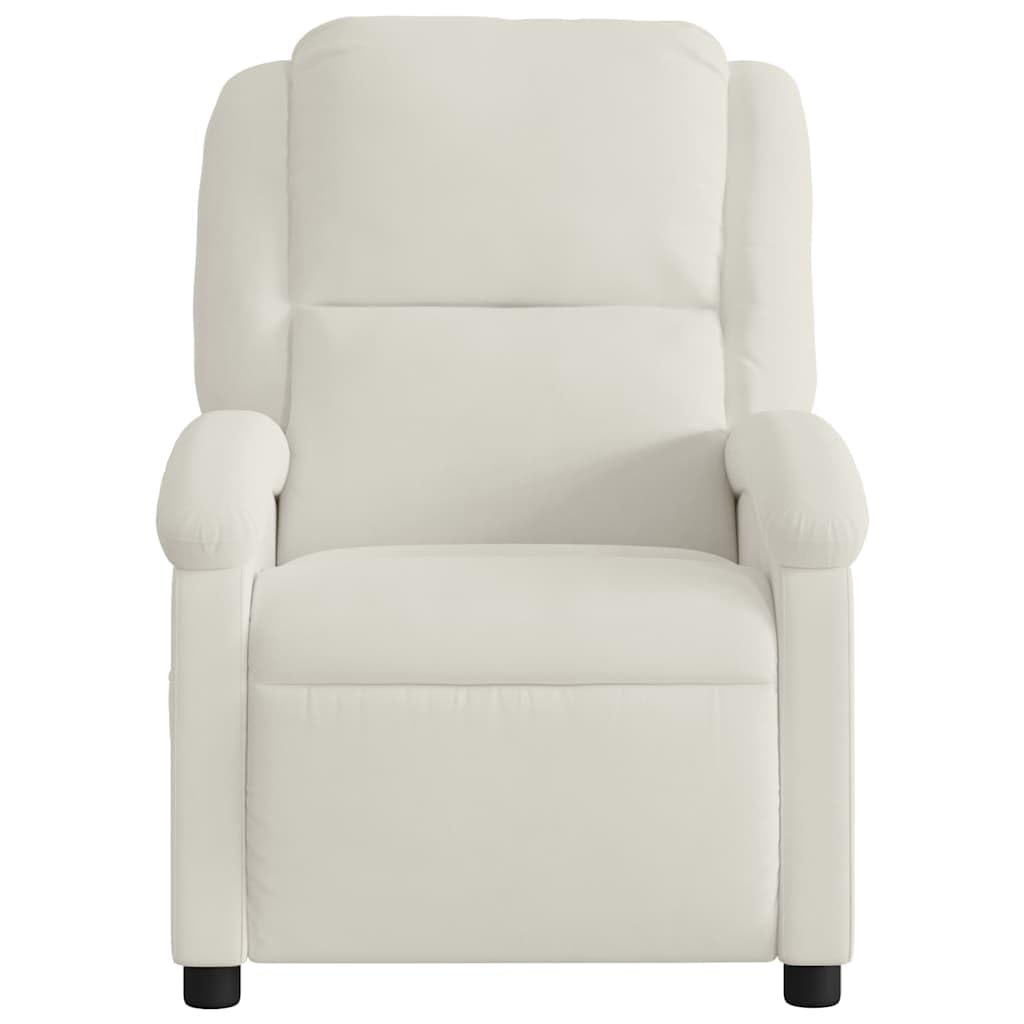 Fauteuil relax en velours crème avec fonction de couchage manuelle, réglable ergonomique, cadre en métal stable, rembourrage confortable, poche latérale, idéal pour le salon, le bureau, les