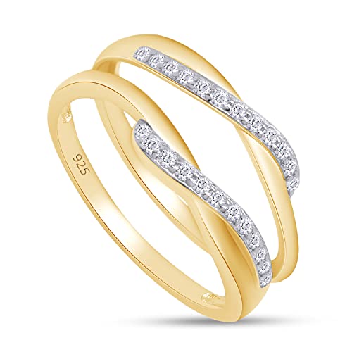 SAVEARTH DIAMONDS 1/7 ct t.w Round Cut Lab Created Moissanite Diamond Bypass Infinity Style Wedding Ring Guard Enhancer In 14K Gold Over Sterling Silver (D Color, VVS1 Clarity 0.14 Cttw)2