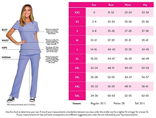 Heartsoul Break On Through Women Scrubs Set Shaped V-Neck Top 20710 & Drawstring Pant 20110 (Glam Fuschia S/M) #TOP1