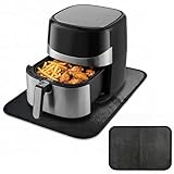 Solvio Heat Resistant Mat for Air Fryer, 30x45cm Premium Silicone Heat Proof Mat Kitchen Worktop Protector, Non-Slip Appliance Sliders for Ninja, Cosori, Coffee Machine & Oven, 1mm,Black