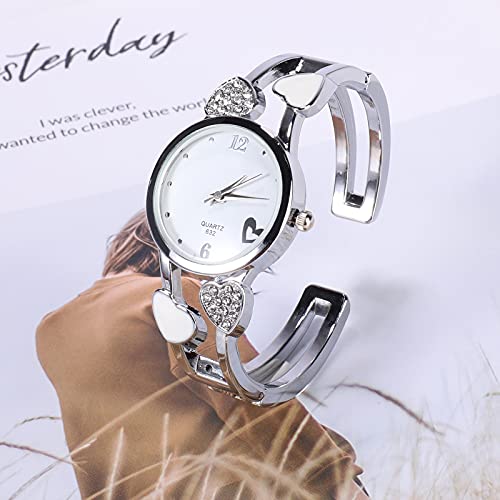 ele ELEOPTION Women Bangle Watch Bracelet Quartz with Rhinestone Round Dial Stainless Steel Band Cuff Watches with Womens Wrist Watch Box