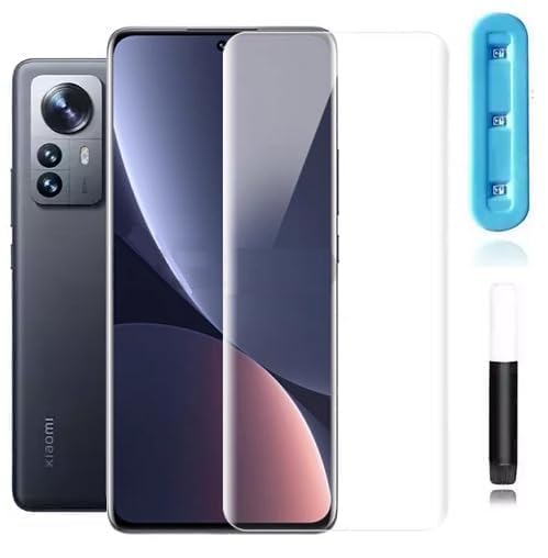 Image of Diruite UV Tempered Glass For Xiaomi 12 Pro UV Curved Screen Protector Ful Edge To Edge Screen Coverage For Xiaomi 12 Pro With Easy Installation Kit, Pack -1