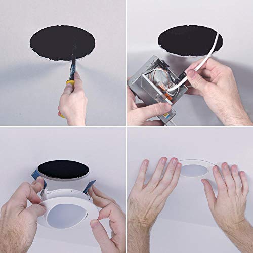 Halo Hla406Vwfl9Fs1Emwr Hla 4 In. Color Selectable (2700K-5000K) Canless Wide Beam Adjustable Gimbal Integrated Kit Led Recessed Trim, Round, White #TOP5