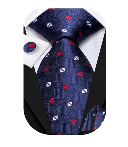 Image of Dubulle Mens Tie Set Solid Paisley Silk Striped Necktie for Men with Cufflinks Tie and Pocket Square